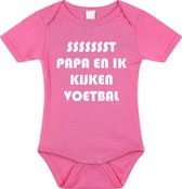 Rompertjes baby - papa en ik kijken voetbal - baby kleding met tekst - kraamcadeau jongen - maat 80 roze