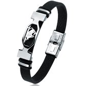 Stier / Taurus - Leren Armband met Stalen Sterrenbeeld - Astrologie - Zwart - Armband Dames - Armband Mannen - Armband Heren - Kerst Cadeau voor Man Vrouw