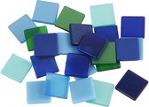 100x Mozaiek tegels kunsthars groen/blauw 10 x 10 mm - mozaiken maken hobby materialen