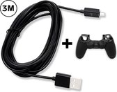 EYSLife® PS4 Oplaadkabel - 3 Meter - 2.4A Snellader Kabel - High Speed - Gratis Controller Beschermhoesje - PlayStation 4 Oplader - PS4 Accessoires