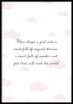 Poster Here Sleeps A Girl - 50x70 cm - Kinder Poster - WALLLL