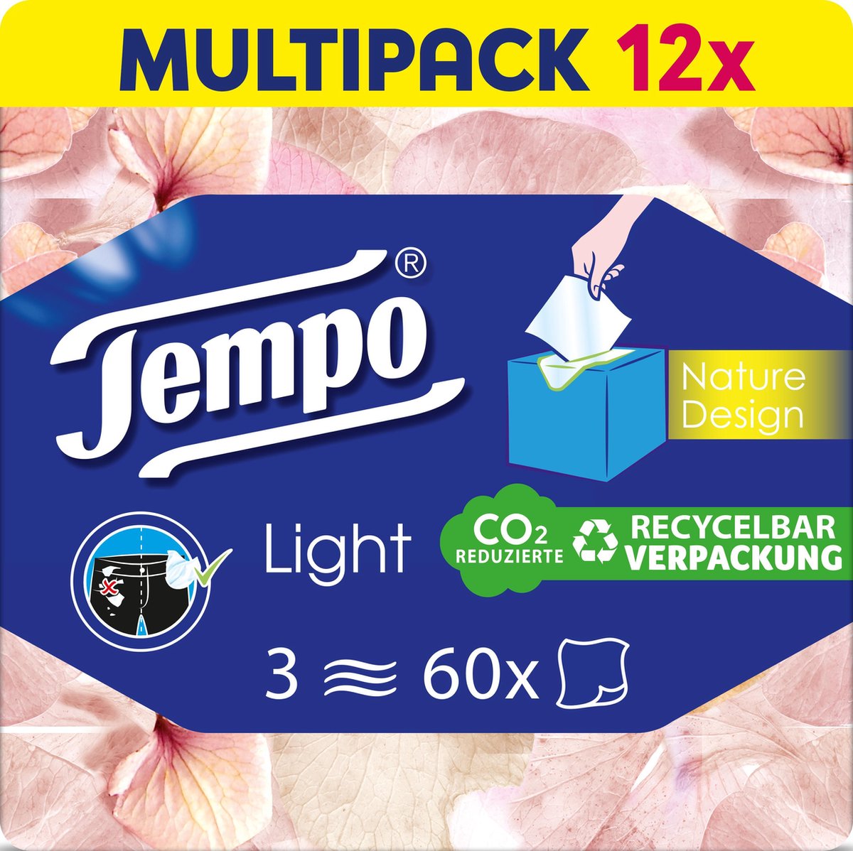 Tempo Light Tissues Box - 3-laags tissues - 12 x 60 stuks - seizoen voorraad