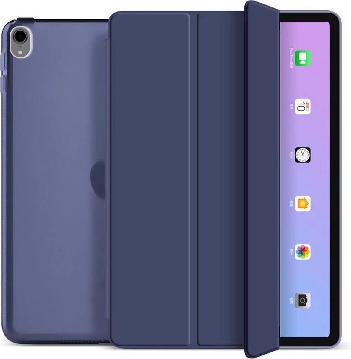 Hoes geschikt voor Apple iPad Air 2020/2022 - Smart Tri-Fold Transparante Hard Case – Blauw -papierachtig - Screenprotector - Apple - iPad Air 4 - iPad Hoesje - Ipad Case - Ipad Hoes - Autowake - Magnetic - Tri-fold - Tablethoes – Smartcase