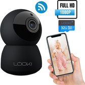 Looki Beveiligingscamera - gratis 32GB SD kaart - Geluidsdetectie - FHD PTZ Wi-Fi - IP Camera - Cloud - Huisdiercamera - Babyfoon met camera - Zwart