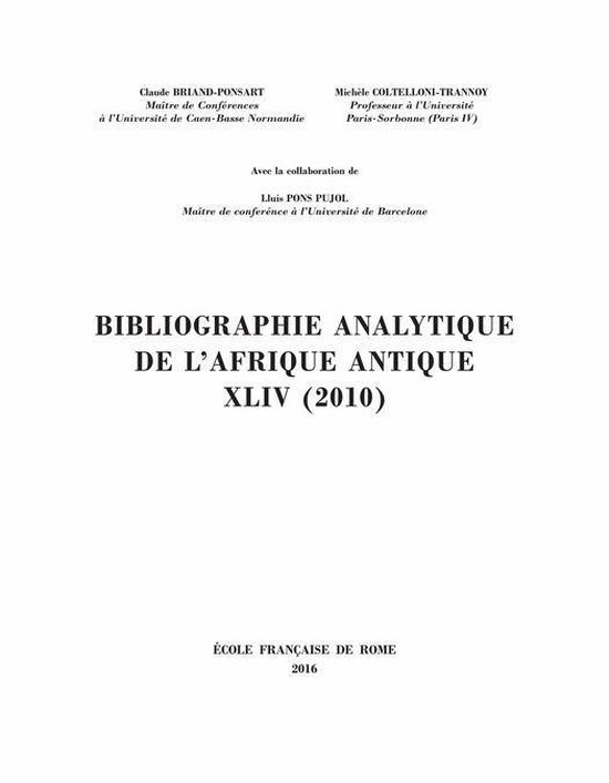 Bibliographie analytique de l’Afrique antique (BAAA) - Bib ... - cover