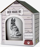 Mok - Hond - Cadeau - Herdershond - Gevuld met een dropmix - In cadeauverpakking met gekleurd lint