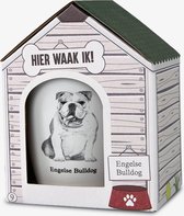 Mok - Hond - Cadeau - Engelse Bulldog - Gevuld met een dropmix - In cadeauverpakking met gekleurd lint