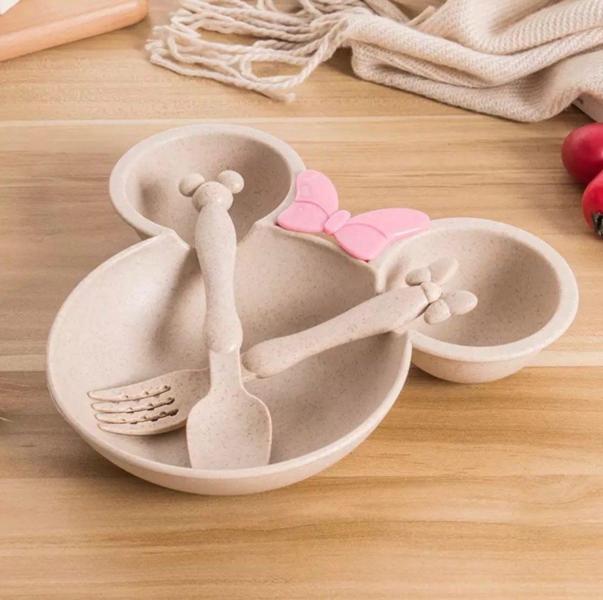 Goedkoopste Geen bamboe Kinderbord-Kinderservies-Kinderbestek-Baby bord-Peuter bord-Duurzaam-Tarwe-Melaninevrij-Onbreekbaar-Kraam cadeau-Beige