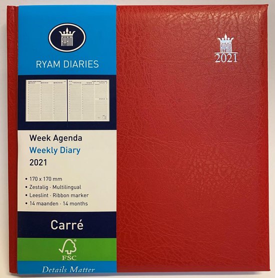 Ryam Carré week agenda 2021 - Rood | bol.com