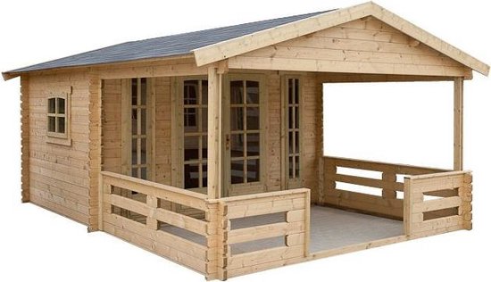 Interflex blokhut - tuinhuis - geïmpregneerd hout - inclusief dakshingels -  3.8 x 3.0... | bol.com