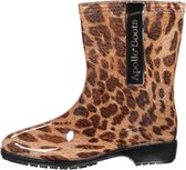 Xq Footwear Regenlaarzen Panterprint Dames Rubber Bruin Mt 40