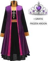 Frozen 2 Anna jurk met cape (2-delig) + gratis kroon - 110/116 (120) 5-6 jaar - verkleed kleedje prinsessenjurk