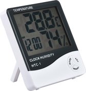 YONO Hygrometer Binnen - Thermometer - Klok - Wit