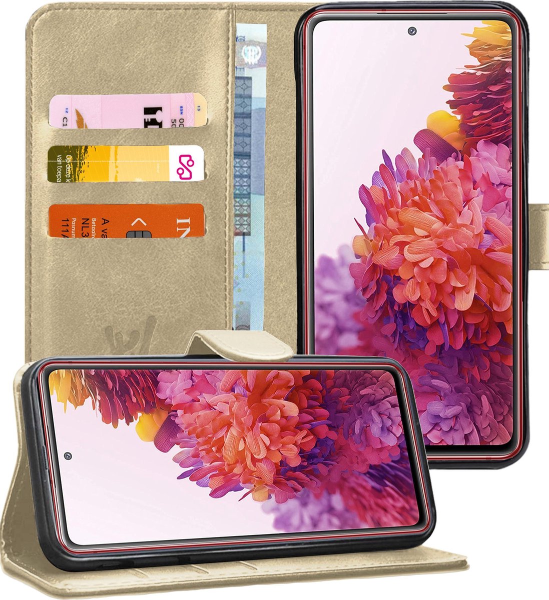 Hoesje geschikt voor Samsung S20 FE FE - Book Case Kunstleer Wallet Cover Goud