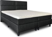 Boxspring Lancome compleet, merk Olympic Life, vlak, 160 x 200 cm, grijs, 18-delig met 4 vlakken motief hoofdbord