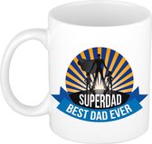 Superdad best dad ever mok wit- 300 ml - vaderdag cadeau beker - kado papa / vader