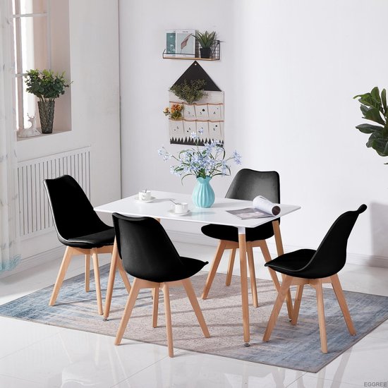 Darmen Vergoeding kralen Tafel met 2 Stoelen - Witte tafel - Zwarte stoelen | bol.com