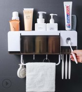 Fiducia Home - Luxe tandenborstelhouder met tandpasta dispenser - Badkamer Organizer - 4 Gratis Bamboe Tandenborstels