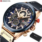 Horloges voor Mannen Heren Horloge Curren Herenhorloge Watch - Jongens Horloges - Incl. Horlogebox Geschenkdoos - Blauw Goud - Litts®