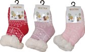 Bixtra - Baby Warmte Huissokken met Antislip Rood Paars Roze - 12 tot 24 maanden