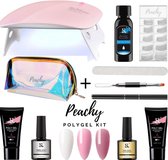 PEACHY ® Paris POLYGEL Kit - Gift Bag - Mini UV/Led Lamp - 3 Kleuren Kit : Wit/Roze /Cameo Brown 30 gr - Gellak- Nageldroger Nagellak set- Starterspakket Pack - Gel Nagellak - Nagelverlenging