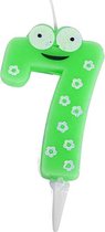 Gerimport Verjaardagskaars 7 Jaar 8 X 4 Cm Wax Groen/wit