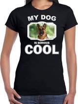 Duitse herders honden t-shirt my dog is serious cool zwart - dames - Duitse herder liefhebber cadeau shirt 2XL