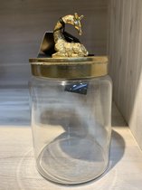 Glazen pot - met deksel -brons kleurige  Giraffe -