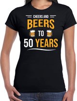 Cheers and beers 50 jaar / Sarah verjaardag cadeau t-shirt zwart voor dames - 50e verjaardag kado shirt / outfit L