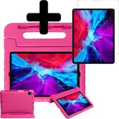 iPad Pro 2020 Hoesje Kinderhoes (11 inch) Kids Proof Case Met Uitsparing Apple Pencil En Screenprotector - Roze