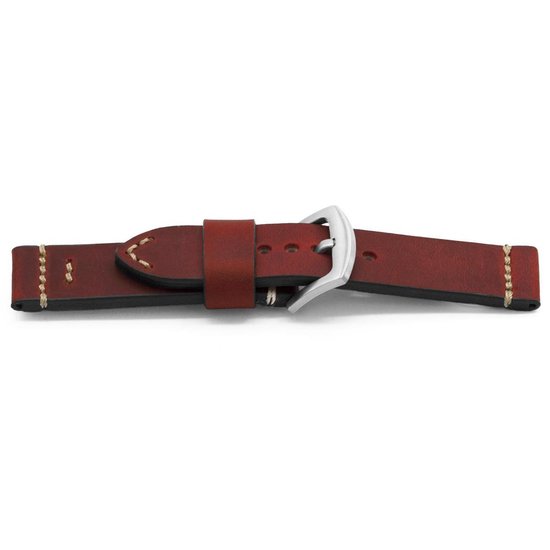 Horlogeband H708 Bison Leder Rood 22 mm