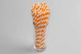 Hello Straw Papieren rietjes Gestreept Oranje 6 x 200 mm, 100% ECO - 250 stuks / display doos