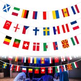 Wereld Vlaggen Vlaggenlijn - WK Voetbal - 32 Vlaggen van de Wereld Vlaggenlijn - 10 meter - World Flagline - Originele Kleuren - Sterke Kwaliteit Incl Bevestigingsringen - Hoogmoed Vlaggen