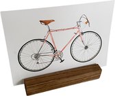 Kaarthouder blokje van hout - Fotohouder - Noten - 11,5 cm