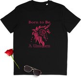 T Shirt Dames - Eenhoorn - Unicorn - Zwart - Maat XXL