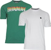 2 Pack -Donnay T-shirt - Sportshirt - Heren - Maat L - Forrest green & Wit (426)