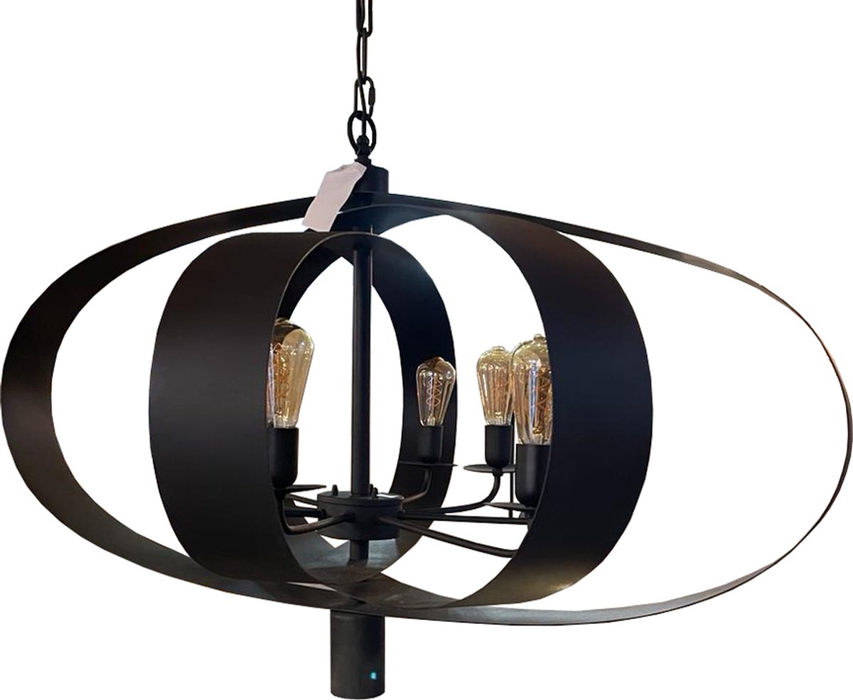 Hanglamp Blades - Stoer - Robuust - design - zwart metaal - 8x e27 + Gu10 spot