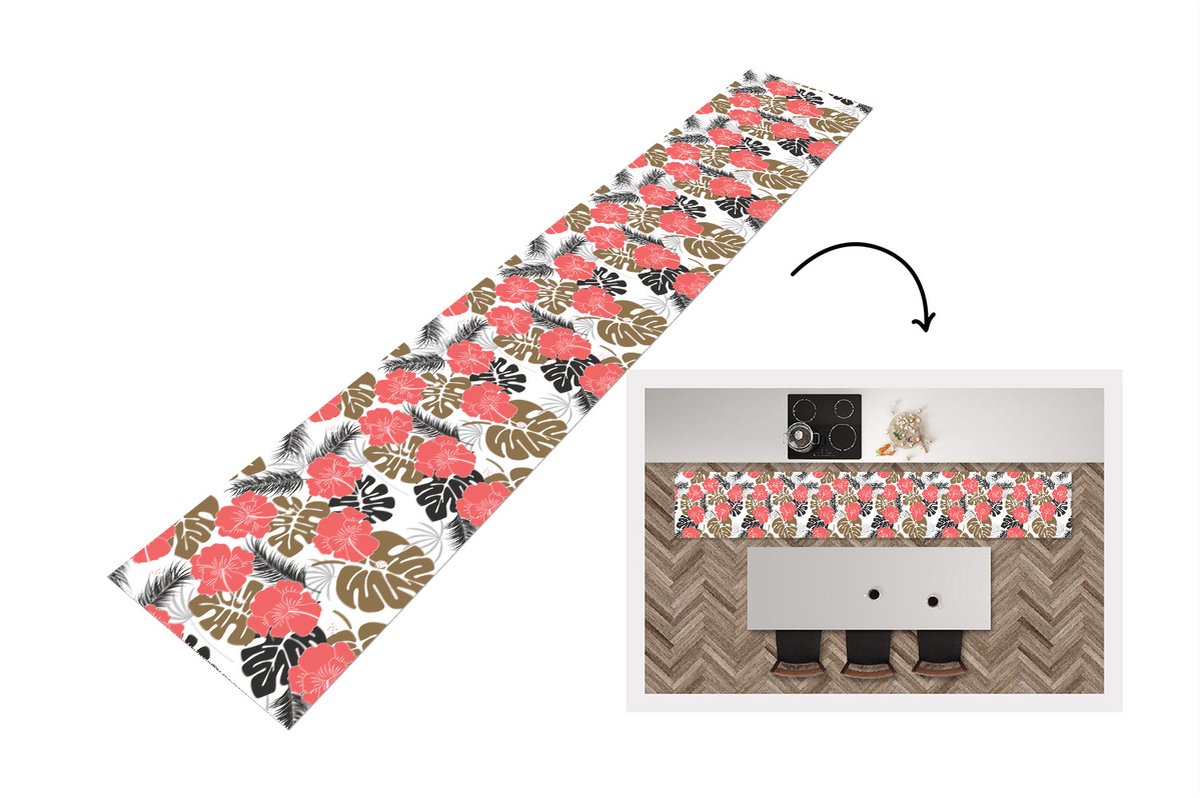 KitchenYeah Keukenloper - Keukenmat - Exotische planten - Patronen - Hawaii - 360x60 cm - Keuken vloerkleed Multicolor