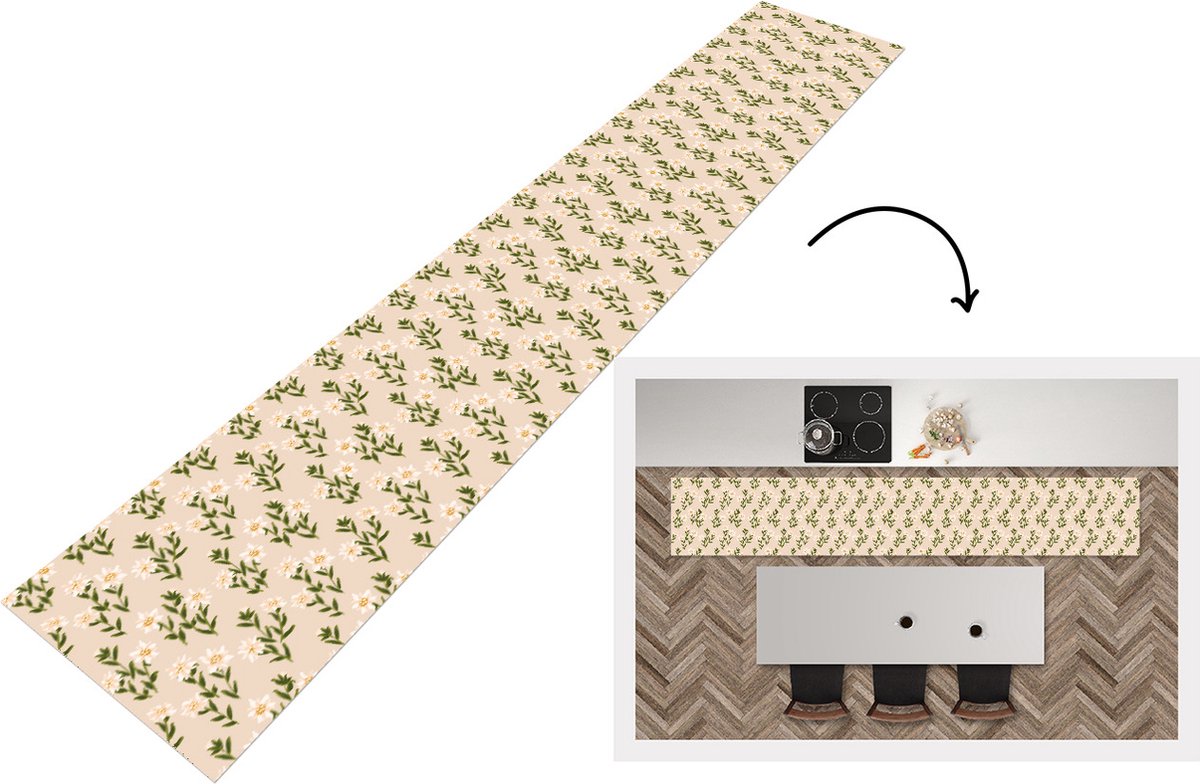 KitchenYeah Keukenloper - Keukenmat - Edelweiss - Bloemen - Patroon - Keuken vloerkleed Multicolor