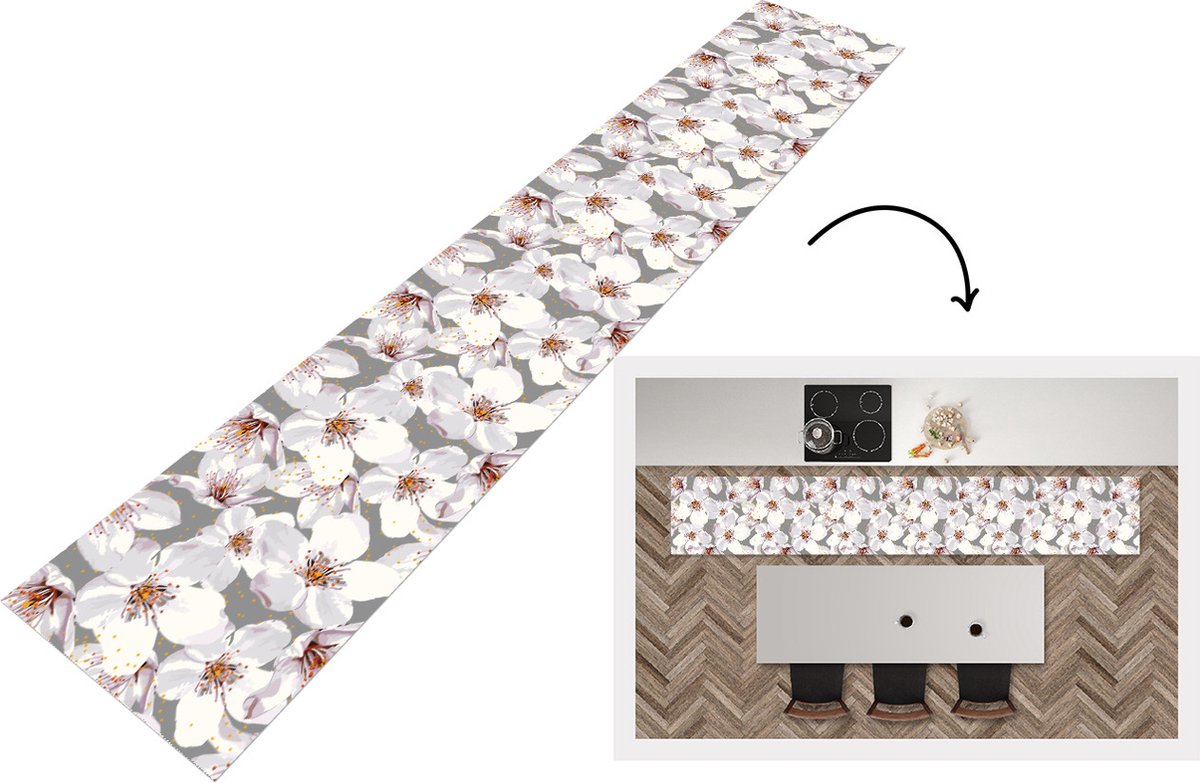 KitchenYeah Keukenloper - Keukenmat - Bloemen - Sakura - Patronen - 360x60 cm - Keuken vloerkleed Multicolor