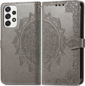 Bloem mandala grijs agenda case hoesje Samsung Galaxy A33