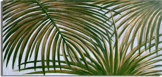 Peinture feuilles de palmier 120 x 60 - Artello - peinture peinte à la main avec signature - 700+ collection Artello peintures