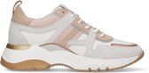 Manfield - Dames - Beige leren sneakers met colorblocking - Maat 40