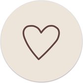 Label2X - Muurcirkel hart beige - Ø 30 cm - Dibond - Multicolor - Wandcirkel - Rond Schilderij - Muurdecoratie Cirkel - Wandecoratie rond - Decoratie voor woonkamer of slaapkamer