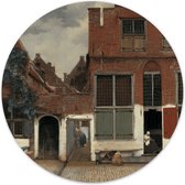 Label2X - Muurcirkel het straatje, Johannes Vermeer - Ø 20 cm - Dibond - Multicolor - Wandcirkel - Rond Schilderij - Muurdecoratie Cirkel - Wandecoratie rond - Decoratie voor woonk