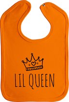 Lil queen - drukknoop - stuks 1 - oranje - zwart opdruk - king - feest - koningsdag - slabber - slabbetjes - koningsdag kleding - Hollandse cadeautjes - koningsdag accessoires - koningsdag kinderen - baby