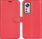 Xiaomi 12 / 12X Hoesje - MobyDefend Kunstleren Wallet Book Case - Rood - GSM Hoesje - Telefoonhoesje Geschikt Voor: Xiaomi 12 / Xiaomi 12X