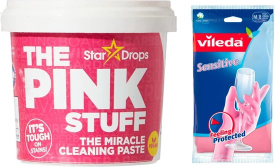 The Pink Stuff Paste + Schoonmaakhandschoenen Roze - 500g - Stardrops - Vileda