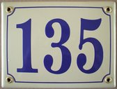 Emaille Huisnummerbordje - Wit/Blauw - 17x13 cm - Groot Emaillebordje - Nummers 1 t/m 999