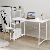 SNAILHOME Computerbureau - computertafel - met opbergruimte - 3 planken - voor Thuiskantoor - Moderne Eenvoudige Stijl - 120 x 55 x 111 cm - Wit